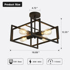 ZGLAOJT 4-Lights Close to Ceiling Light，Black Light Fixture Industrial Flush Mount Ceiling Light ，Farmhouse Chandelier Lighting for Kitchen Island Dining Room Bedroom Foyer Hallway - Grand Goldman