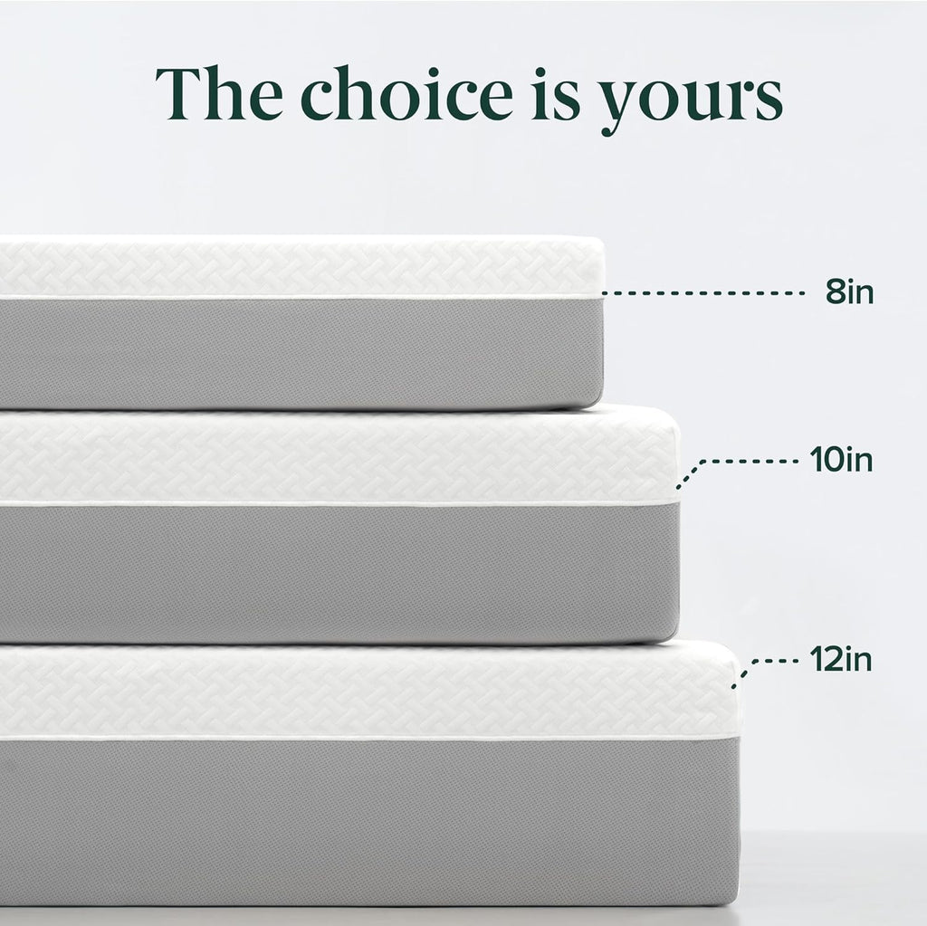 ZINUS 10 Inch Green Tea Essential Memory Foam Mattress [New Version], Queen, Fiberglass Free, Medium Feel, Breathable Airflow Memory Foam, Certified Safe Foams & Fabric, Mattress in A Box - Grand Goldman