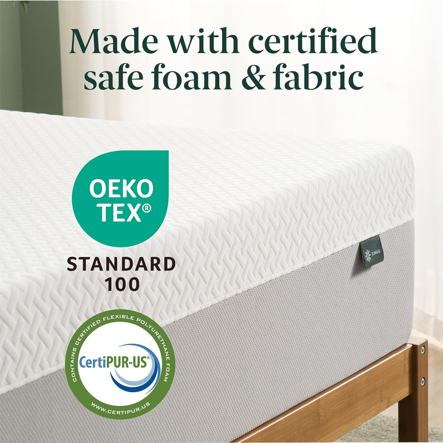 ZINUS 10 Inch Green Tea Essential Memory Foam Mattress [New Version], Queen, Fiberglass Free, Medium Feel, Breathable Airflow Memory Foam, Certified Safe Foams & Fabric, Mattress in A Box - Grand Goldman
