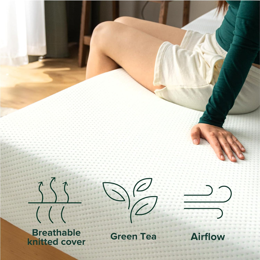 ZINUS 5 Inch Green Tea Memory Foam Mattress [New Version], Twin, Fiberglass free, Medium Firm Feel, Zoned Pressure Relief, Certified Safe Foams & Fabric, Mattress in A Box - Grand Goldman