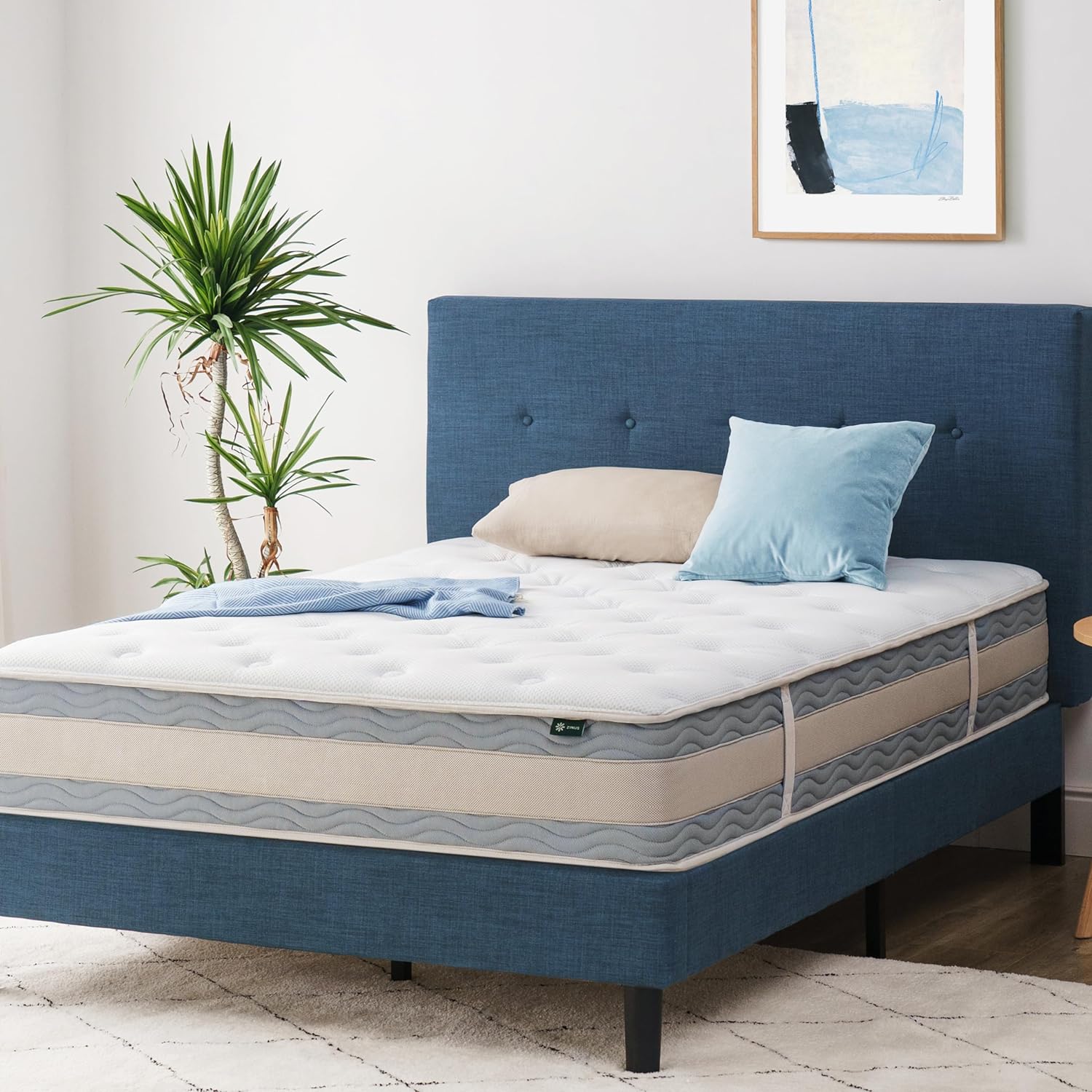 ZINUS 6 Inch Spring Sensation Hybrid Mattress [New Version], Medium Firm Feel, Fiberglass Free, Youth and Guest Bedroom, Mattress in A Box, Twin - Grand Goldman