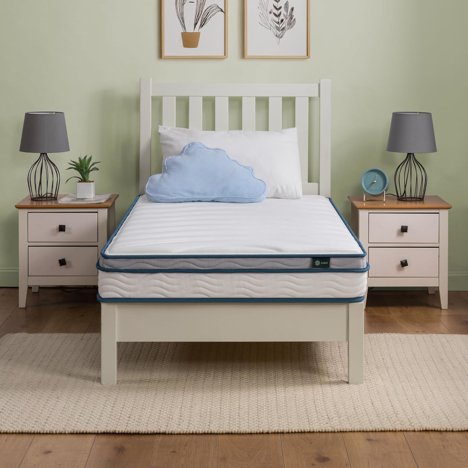 ZINUS 6 Inch Spring Sensation Hybrid Mattress [New Version], Medium Firm Feel, Fiberglass Free, Youth and Guest Bedroom, Mattress in A Box, Twin - Grand Goldman