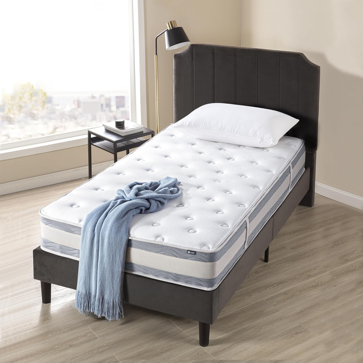 ZINUS 6 Inch Spring Sensation Hybrid Mattress [New Version], Medium Firm Feel, Fiberglass Free, Youth and Guest Bedroom, Mattress in A Box, Twin - Grand Goldman