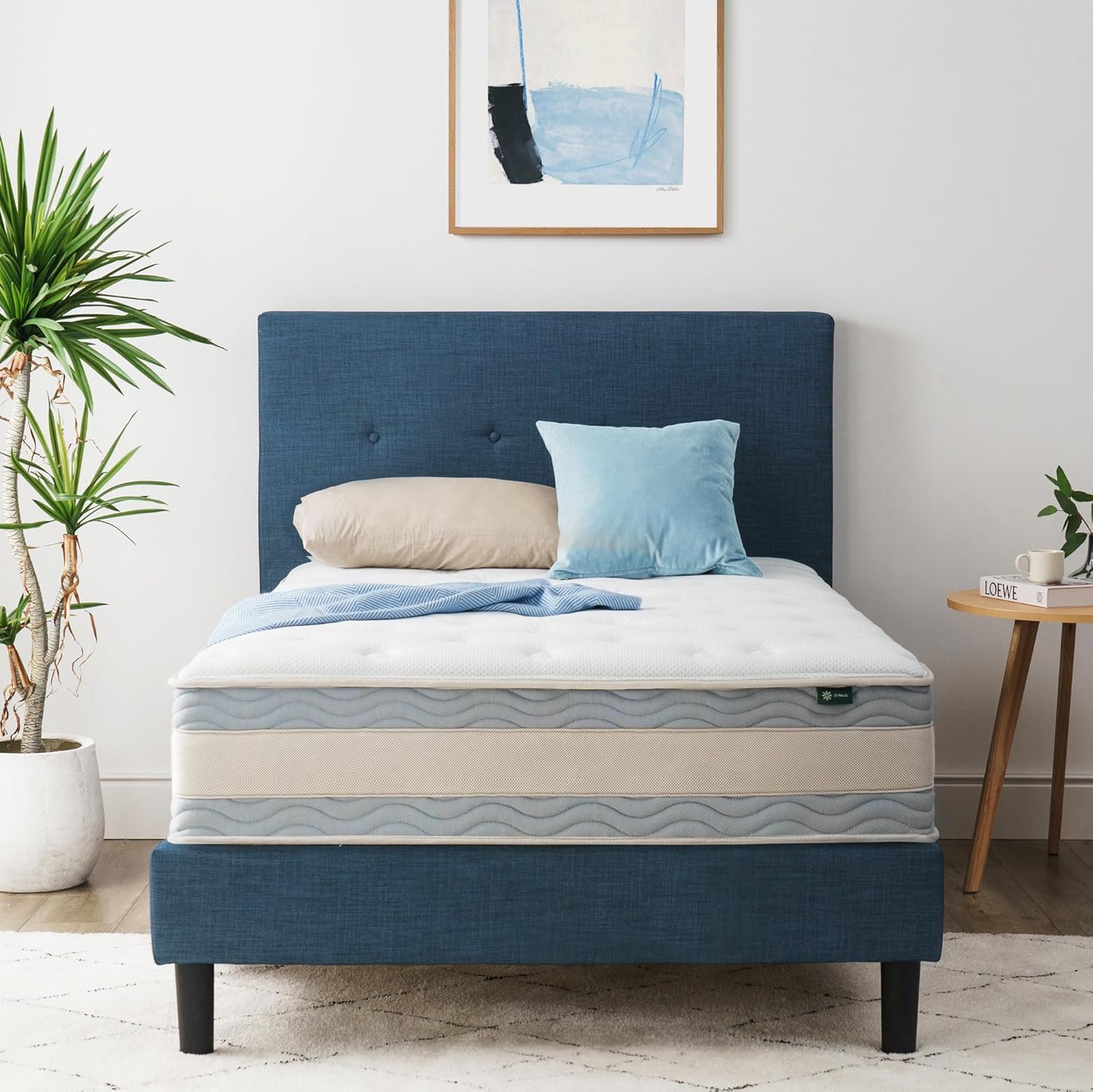 ZINUS 6 Inch Spring Sensation Hybrid Mattress [New Version], Medium Firm Feel, Fiberglass Free, Youth and Guest Bedroom, Mattress in A Box, Twin - Grand Goldman