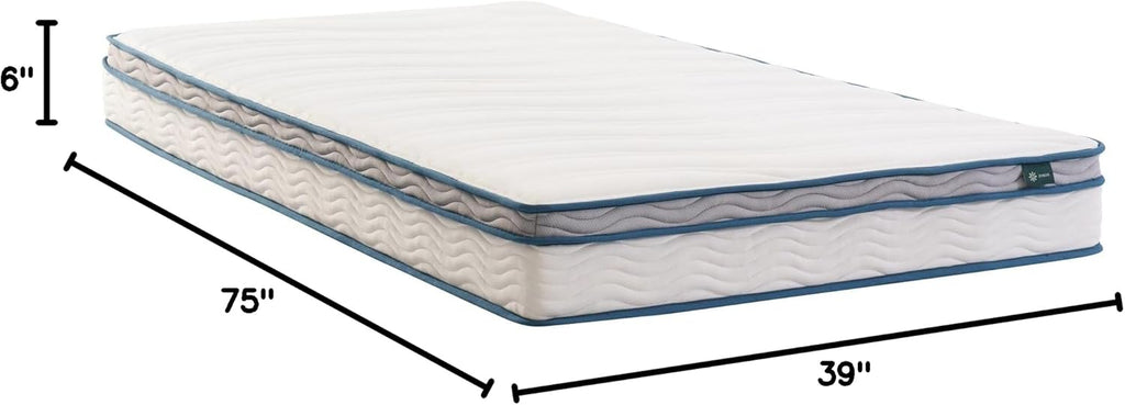 ZINUS 6 Inch Spring Sensation Hybrid Mattress [New Version], Medium Firm Feel, Fiberglass Free, Youth and Guest Bedroom, Mattress in A Box, Twin - Grand Goldman