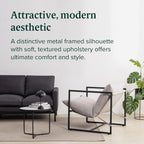 ZINUS Aidan Sling Accent Chair, Metal Framed Armchair with Shredded Foam Cushioning, Oatmeal - Grand Goldman