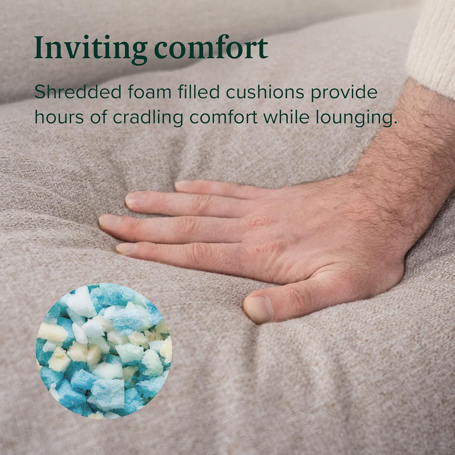 ZINUS Aidan Sling Accent Chair, Metal Framed Armchair with Shredded Foam Cushioning, Oatmeal - Grand Goldman