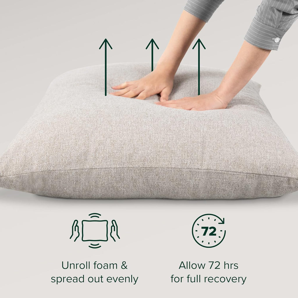 ZINUS Aidan Sling Accent Chair, Metal Framed Armchair with Shredded Foam Cushioning, Oatmeal - Grand Goldman