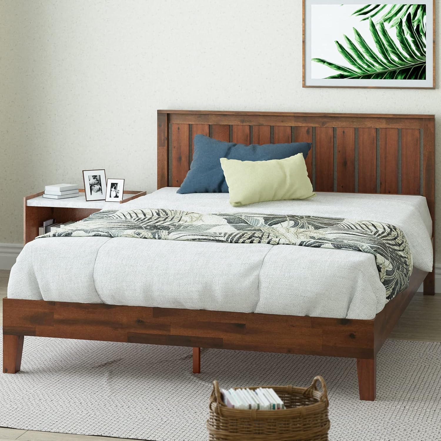 ZINUS Alexis Deluxe Wood Platform Bed Frame, Solid Wood Foundation, No Box Spring Needed, Wood Slat Support, Easy Assembly, Rustic Pine, Queen - Grand Goldman