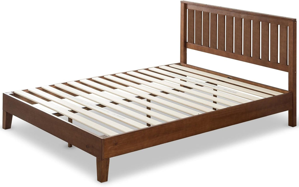 ZINUS Alexis Deluxe Wood Platform Bed Frame, Solid Wood Foundation, No Box Spring Needed, Wood Slat Support, Easy Assembly, Rustic Pine, Queen - Grand Goldman