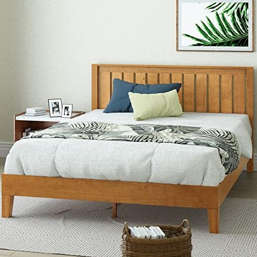 ZINUS Alexis Deluxe Wood Platform Bed Frame, Solid Wood Foundation, No Box Spring Needed, Wood Slat Support, Easy Assembly, Rustic Pine, Queen - Grand Goldman