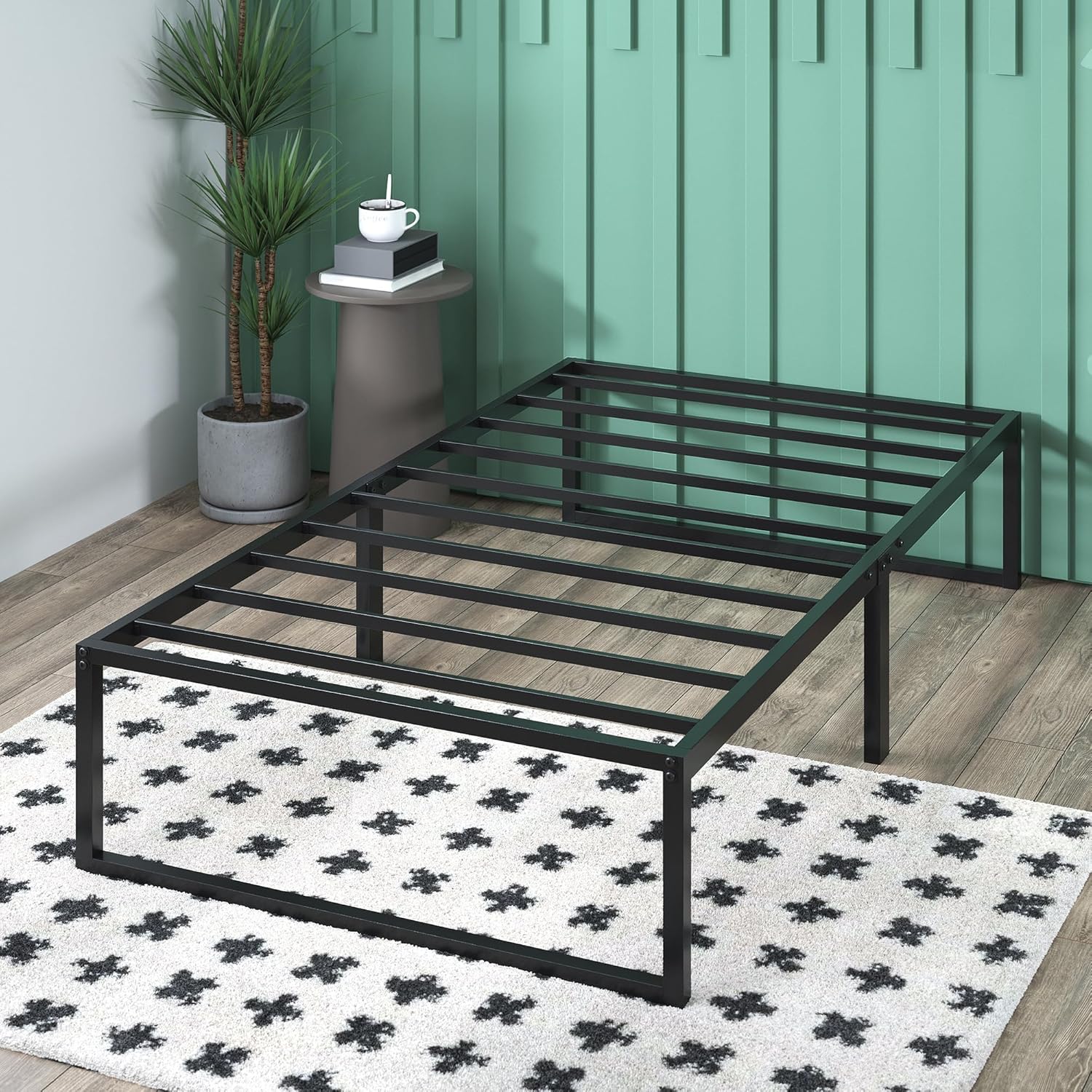 ZINUS Lorelei 14 Inch Metal Platform Bed Frame, Mattress Foundation with Steel Slat Support, No Box Spring Needed, Easy Assembly, Twin, Black - Grand Goldman
