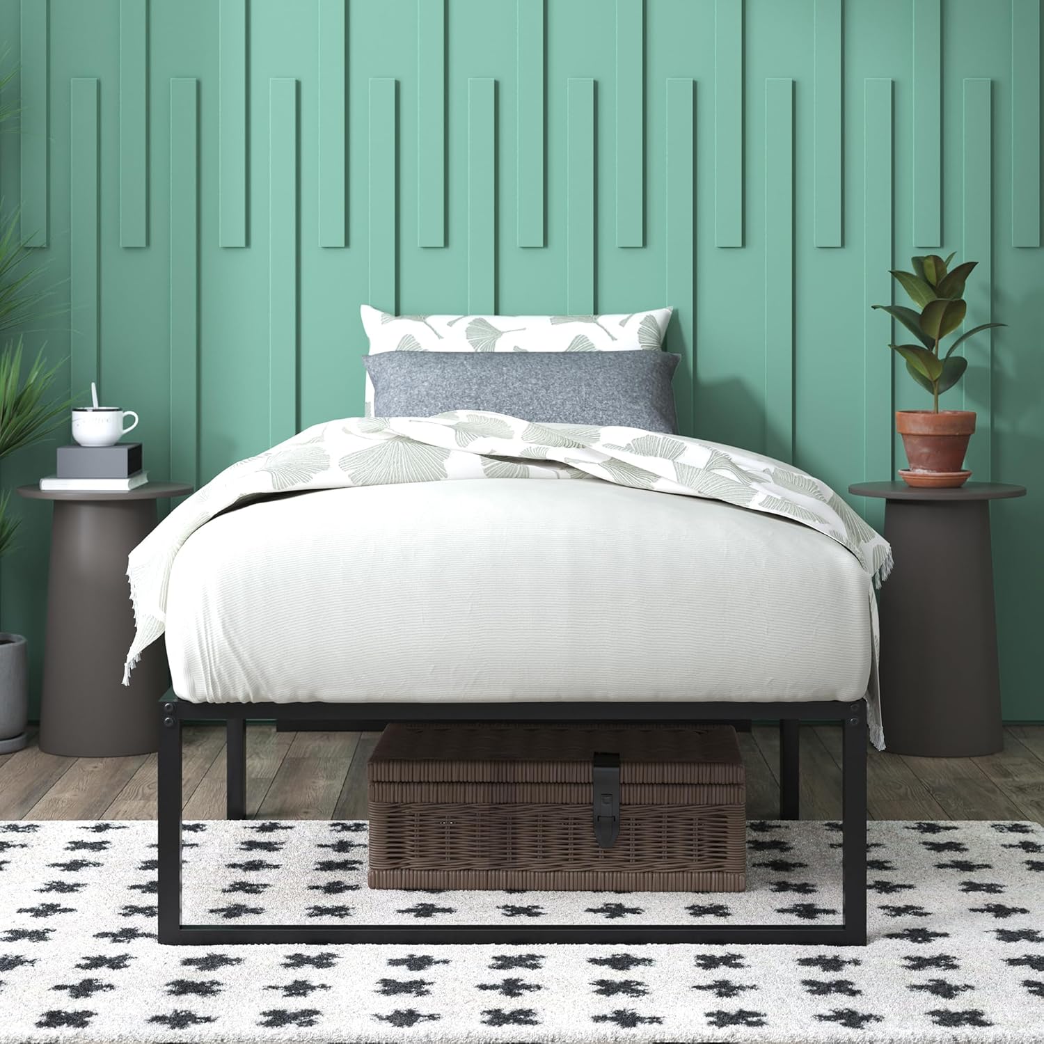 ZINUS Lorelei 14 Inch Metal Platform Bed Frame, Mattress Foundation with Steel Slat Support, No Box Spring Needed, Easy Assembly, Twin, Black - Grand Goldman