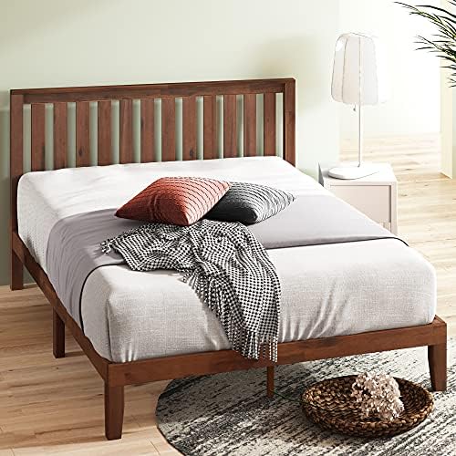 ZINUS Vivek Wood Platform Bed Frame with Headboard, Solid Wood Foundation with Wood Slat Support, No Box Spring Needed, Easy Assembly, Queen - Grand Goldman