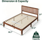 ZINUS Vivek Wood Platform Bed Frame with Headboard, Solid Wood Foundation with Wood Slat Support, No Box Spring Needed, Easy Assembly, Queen - Grand Goldman