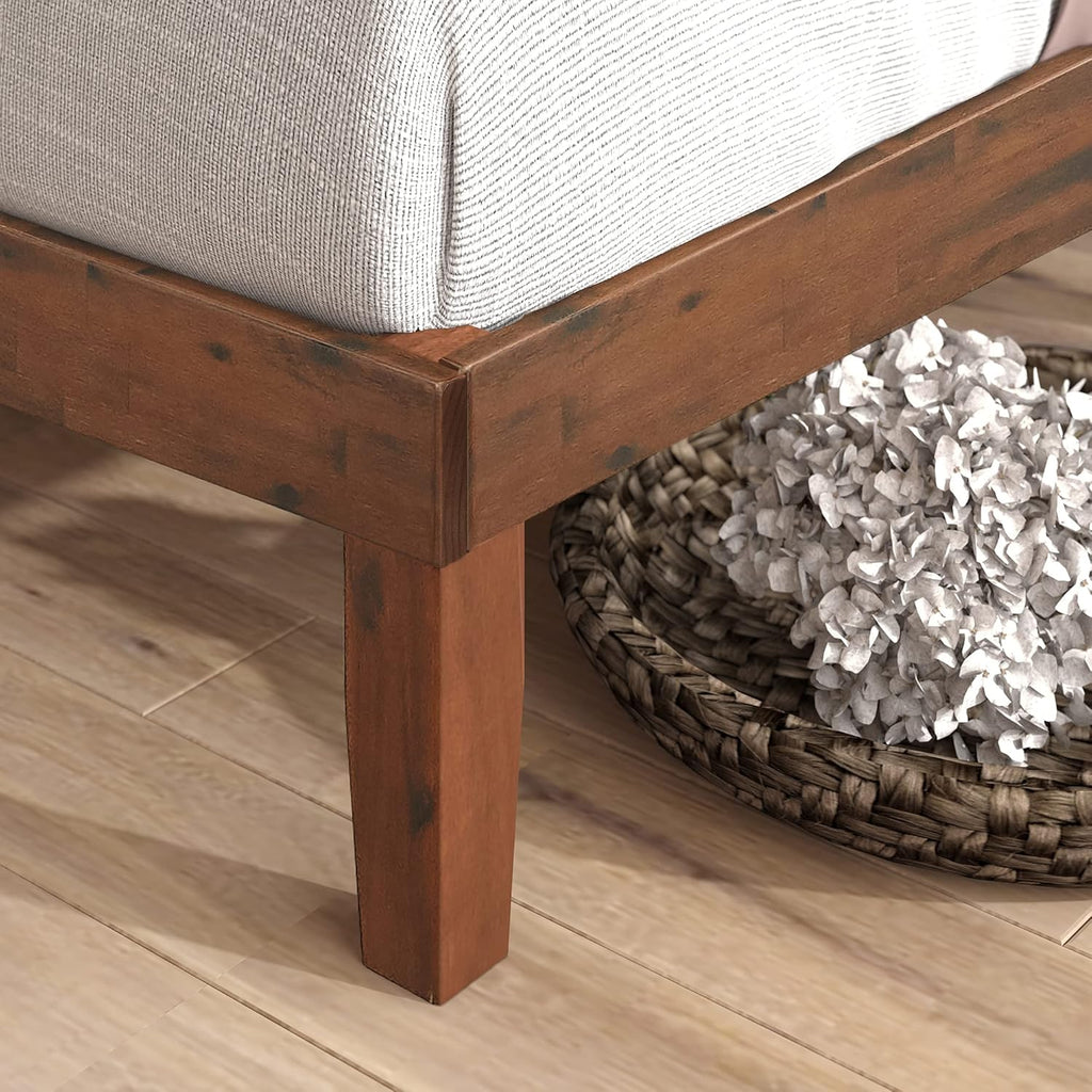 ZINUS Vivek Wood Platform Bed Frame with Headboard, Solid Wood Foundation with Wood Slat Support, No Box Spring Needed, Easy Assembly, Queen - Grand Goldman