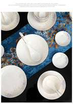 Zimo Flower Phnom Penh Bone Porcelain Tableware, Household Light Luxury Ceramic Bowl and Spoon Set, Bowl and Plate Combination - Grand Goldman