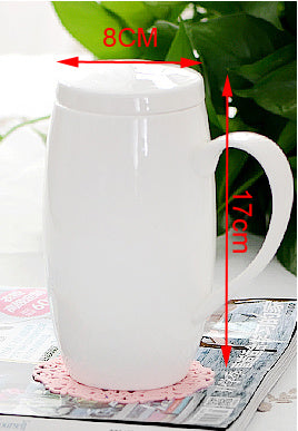 Bone China Breakfast Household Ceramic Large-capacity Mug With Lid Spoon Porcelain Oversized Waist Drum Cup