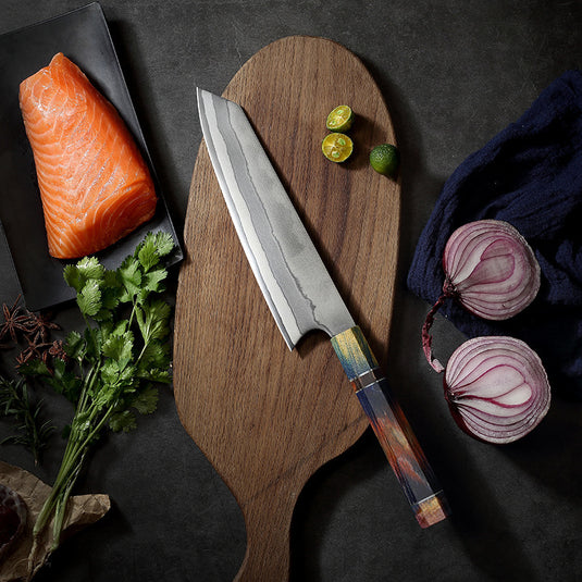 Damascus Chef's Knife Japanese Style Slices