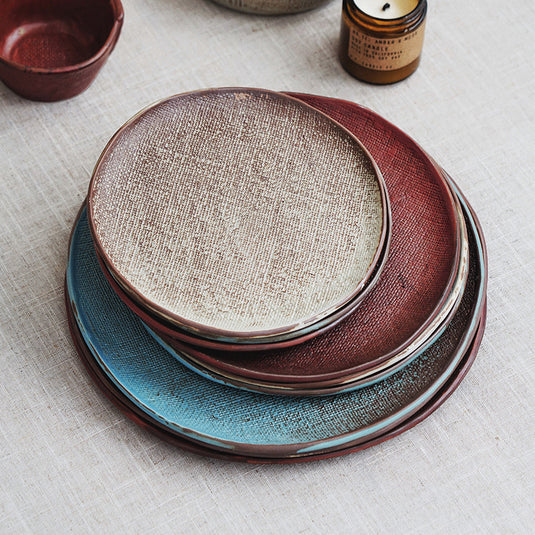 Assiette ronde en céramique japonaise rétro peinte à la main pour Restaurant domestique