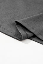 Medium Grey Solid Color Sleeve Round Neck Blouse