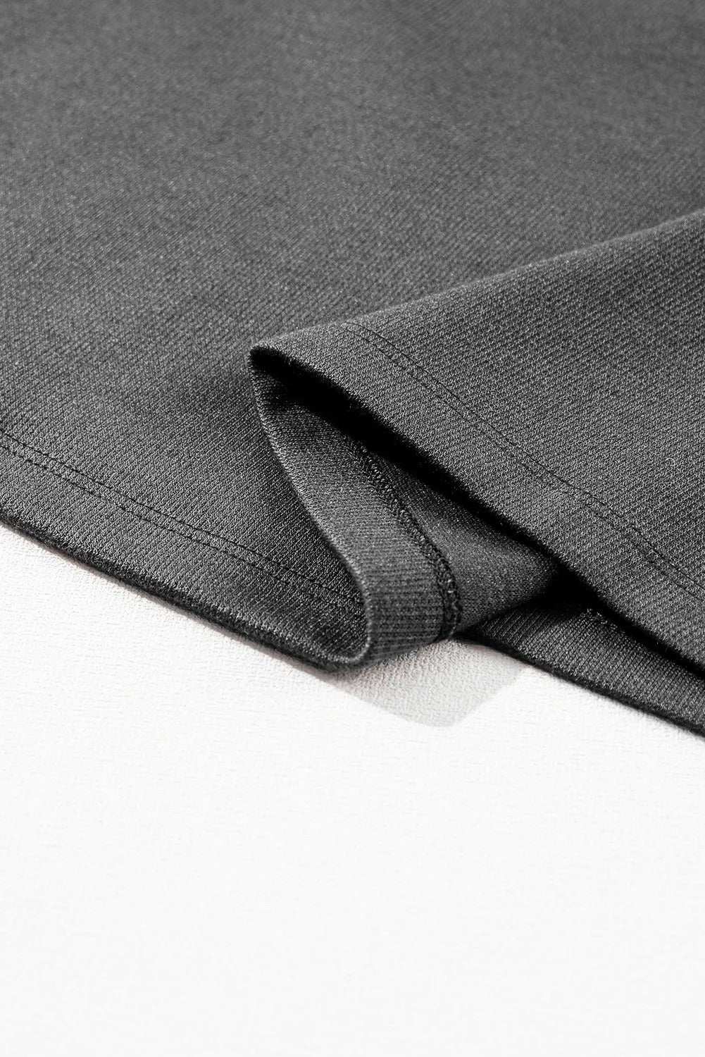 Medium Grey Solid Color Sleeve Round Neck Blouse