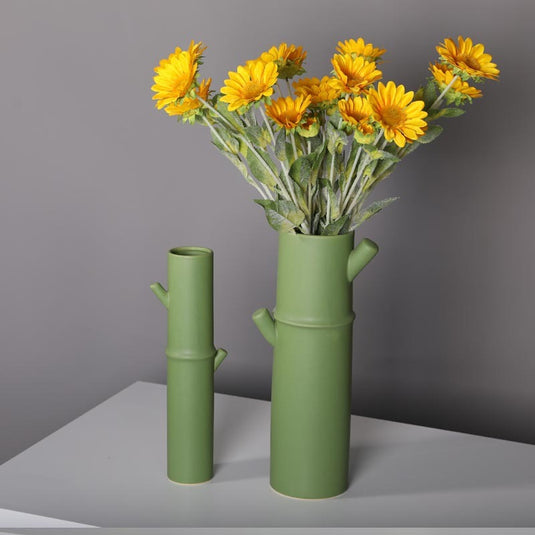 Green Bamboo Ceramic & Porcelain Vase Modern Home Decor Flower Ornament
