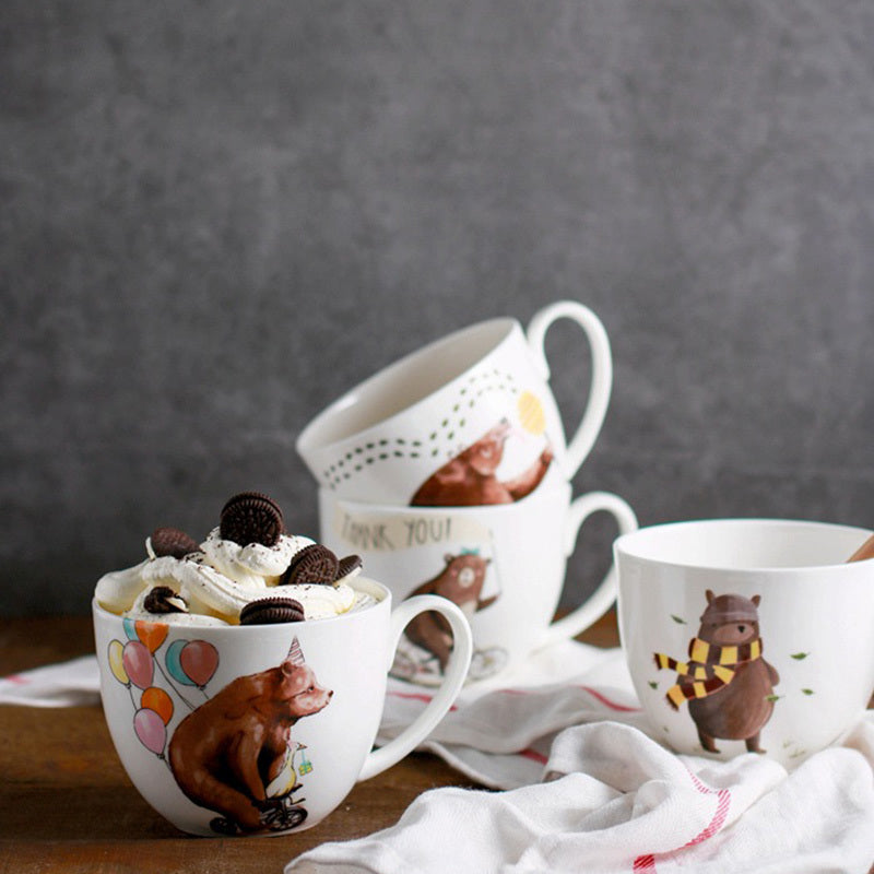 Bone China Mug Ice Cream Cup Large Noodle Cup Water Cup
