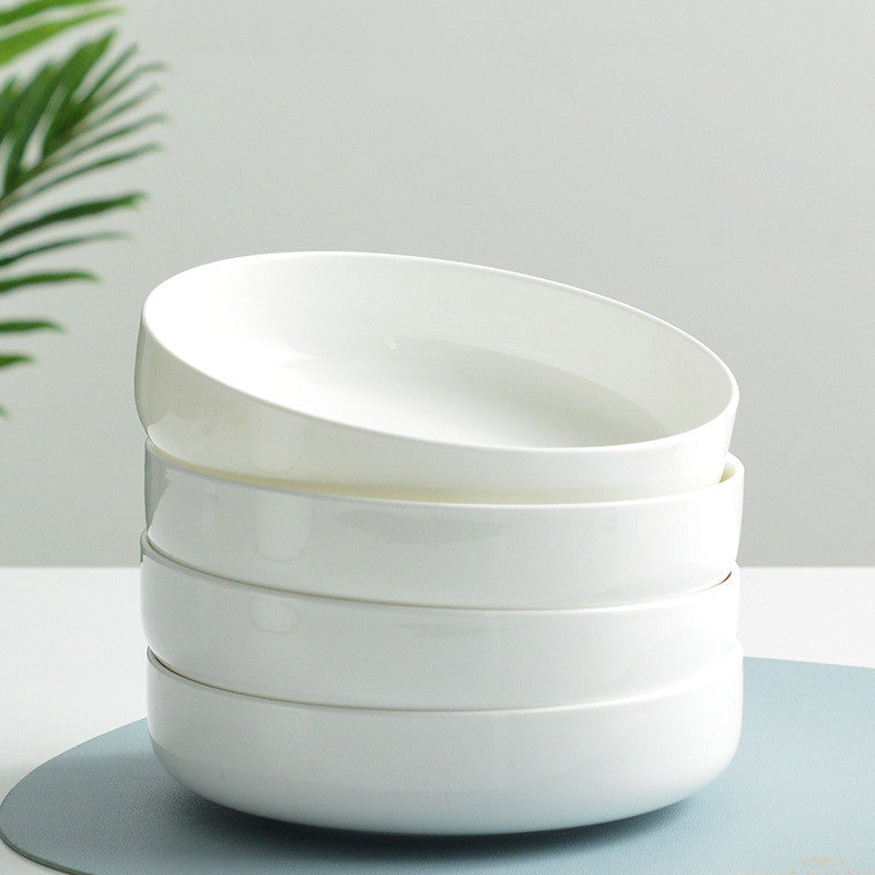 Household Pure White Simple Bone China Tableware Plate