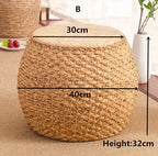 Home Rattan Small Stool Ottoman Footrest Modern Round Foot