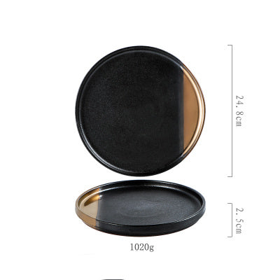 Creative Black Gold Ceramic Plate Household Dishes