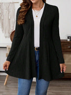 Women's Casual Solid Color Ribbed Knit Jacket