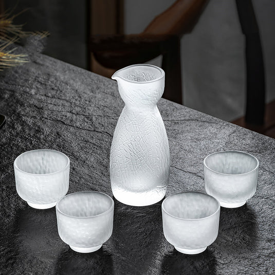 Japanese Style Frosted Sake Jug Set Glass Drinking Utensils