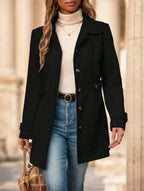 Women's Single-Breasted Solid Color Woolen Coat - Grand Goldman