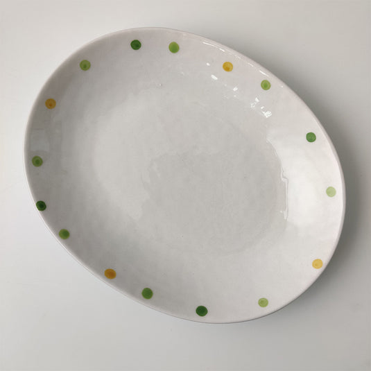 Prik keramisk tallerkensæt Lille morgenmadstallerken Desserttallerken Smagstallerken Oval tallerken