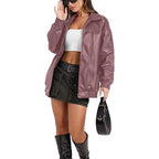 Long Sleeve Lapel Zipper Side Pocket Casual Trench Coat Women