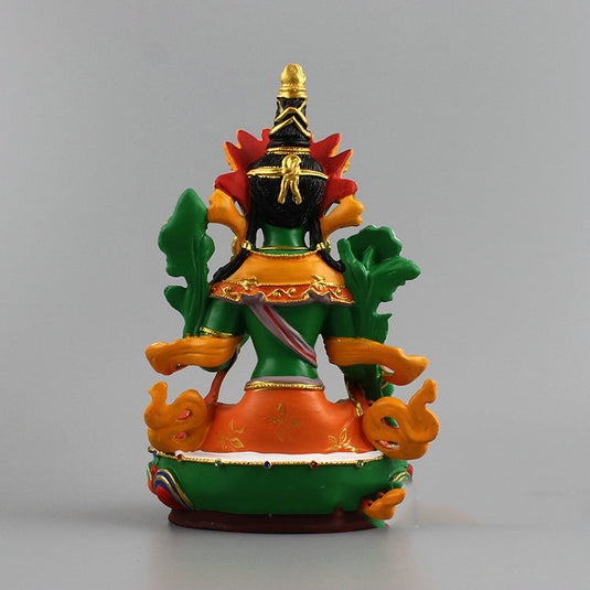 Painted Green Tara Buddha Statue Resin Craft Ornament