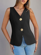 Vest Jacket Women's Slit Slim Fit