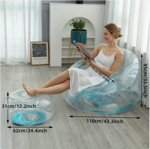 Thickened Lazy Sofa Foldable Recliner Outdoor Inflatable Lazy Sofa With Pedal Combination Sofa