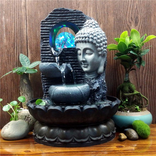 Buddha Statue Water Decoration Zen Fountain Fortune