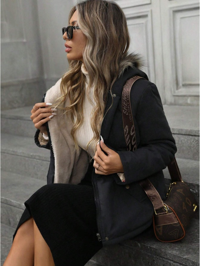 Aveloria Hooded Cinched Waist Casual ParkaPadded Insulated Polyfill Synthetic Insulation Winter Coat - Grand Goldman
