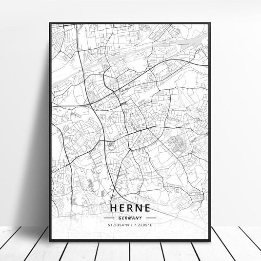 Germany Cities Poster Art Map Canvas Painting