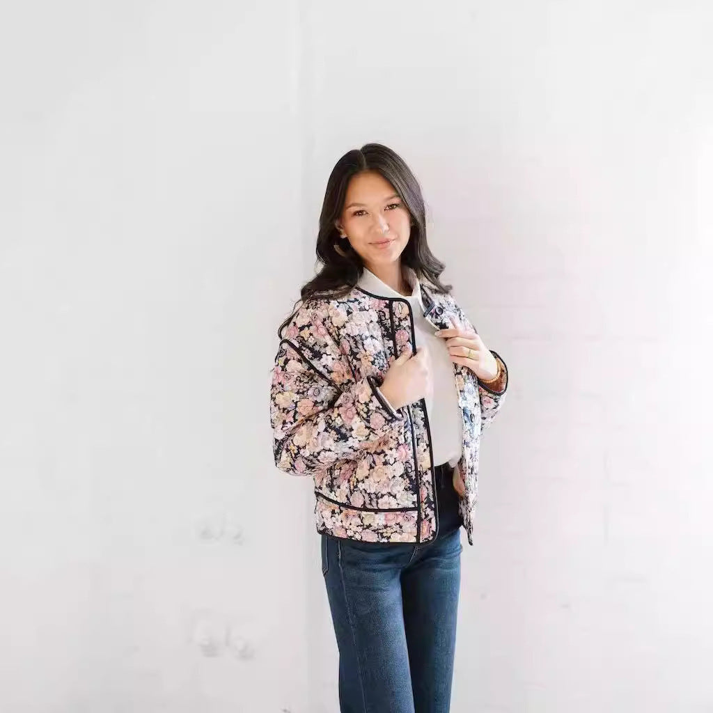 Women's Casual Printed Baggy Coat Jacket Long Sleeve Warm-keeping Cotton Clothing