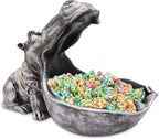 aboxoo Hippo Statue,Large Hippopotamus Figurine Home Sculpture with Resin, Hippo Candy Jar, Candy Dish Bowl for Office Desk, Key Bowl for Entryway Table,Container Storage Art Decor Box(Dark Blue) - Grand Goldman