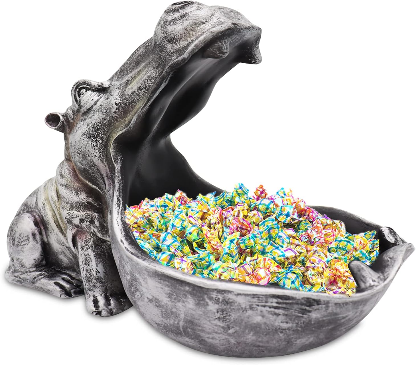 aboxoo Hippo Statue,Large Hippopotamus Figurine Home Sculpture with Resin, Hippo Candy Jar, Candy Dish Bowl for Office Desk, Key Bowl for Entryway Table,Container Storage Art Decor Box(Dark Blue) - Grand Goldman