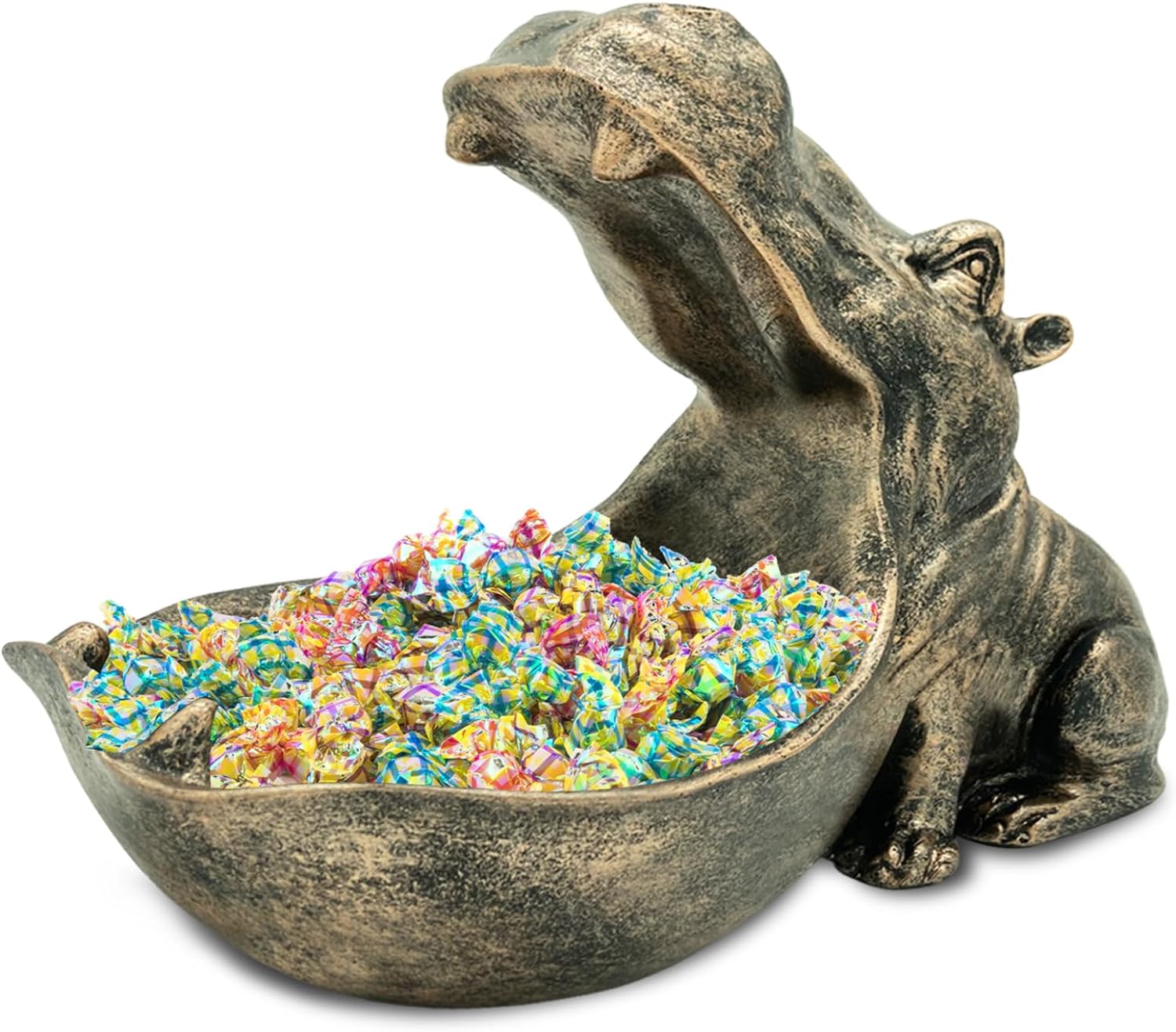 aboxoo Hippo Statue,Large Hippopotamus Figurine Home Sculpture with Resin, Hippo Candy Jar, Candy Dish Bowl for Office Desk, Key Bowl for Entryway Table,Container Storage Art Decor Box(Dark Blue) - Grand Goldman