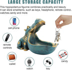 aboxoo Hippo Statue,Large Hippopotamus Figurine Home Sculpture with Resin, Hippo Candy Jar, Candy Dish Bowl for Office Desk, Key Bowl for Entryway Table,Container Storage Art Decor Box(Dark Blue) - Grand Goldman