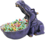 aboxoo Hippo Statue,Large Hippopotamus Figurine Home Sculpture with Resin, Hippo Candy Jar, Candy Dish Bowl for Office Desk, Key Bowl for Entryway Table,Container Storage Art Decor Box(Dark Blue) - Grand Goldman