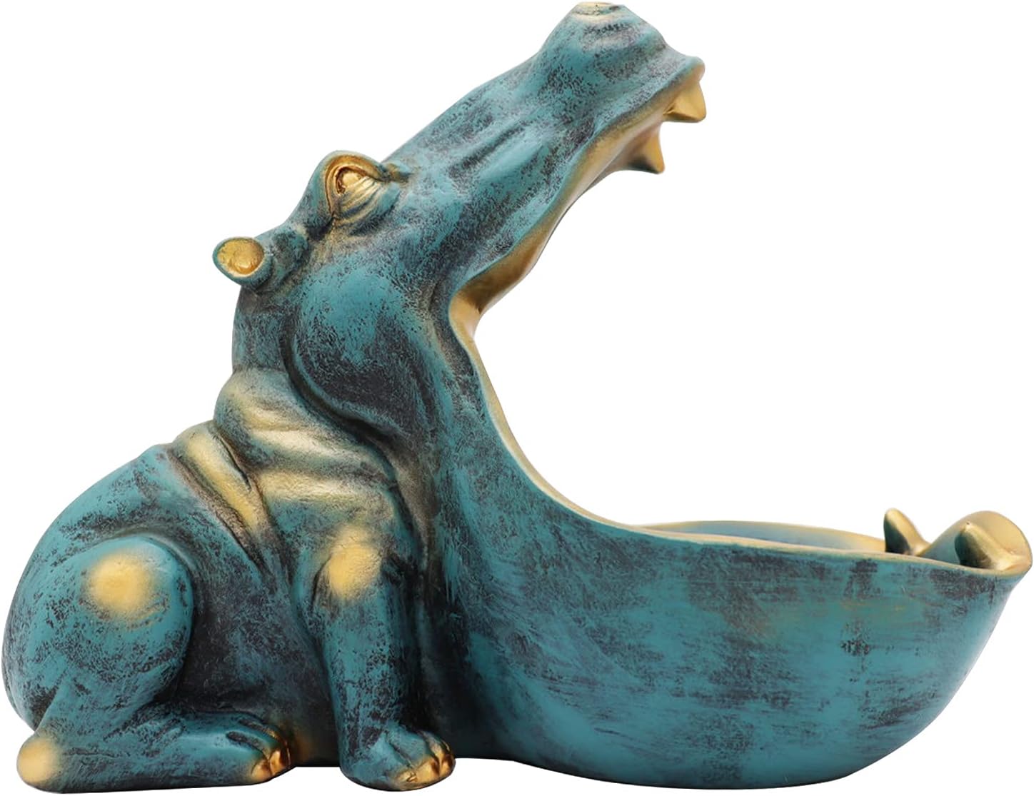 aboxoo Hippo Statue,Large Hippopotamus Figurine Home Sculpture with Resin, Hippo Candy Jar, Candy Dish Bowl for Office Desk, Key Bowl for Entryway Table,Container Storage Art Decor Box(Dark Blue) - Grand Goldman