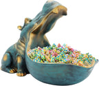 aboxoo Hippo Statue,Large Hippopotamus Figurine Home Sculpture with Resin, Hippo Candy Jar, Candy Dish Bowl for Office Desk, Key Bowl for Entryway Table,Container Storage Art Decor Box(Dark Blue) - Grand Goldman
